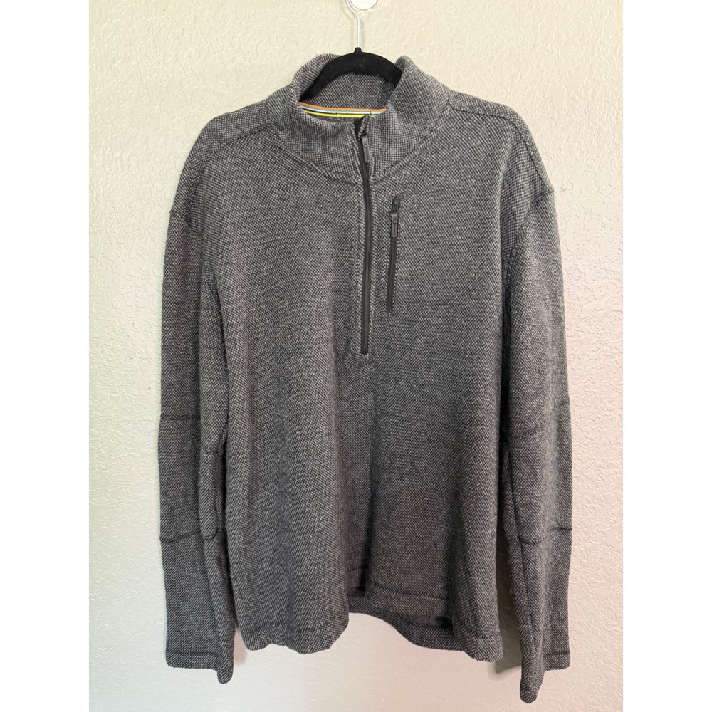 Smartwool Mens XXL Charcoal Recycled Wool Blend Quarter Zip Pullover Sweater